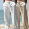 2pcs Men's Lightweight Breathable Summer Pants - White