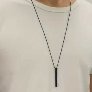 Men's Minimalist Black Iron Pendant Necklace