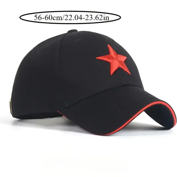 Casual Black Baseball Cap with Red Star