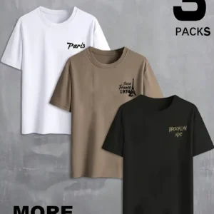 Men's English Print Crew Neck T-Shirt Set