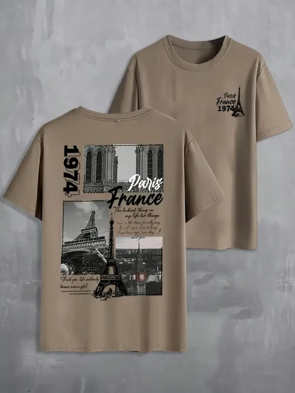 Men's English Print Crew Neck T-Shirt Set