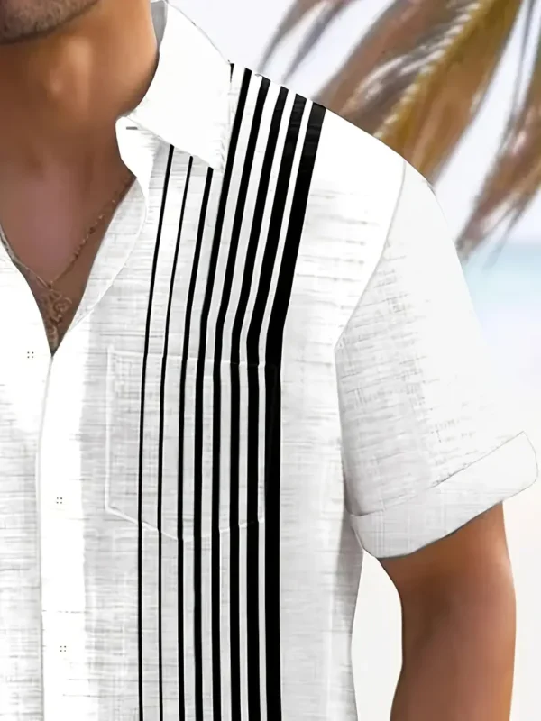 Men's Casual Coconut Tree Stripe Print Shirt