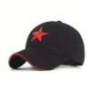 Casual Black Baseball Cap with Red Star