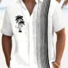 Men's Casual Coconut Tree Stripe Print Shirt