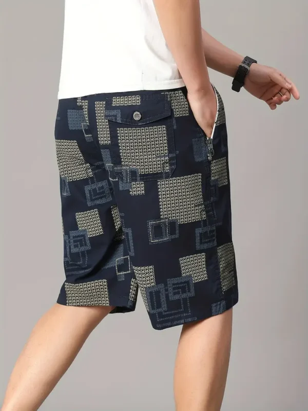 Men's Athletic Shorts - Red/Black Geometric Print