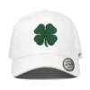 Stylish Baseball Cap with Embroidered Four Leaf Clover