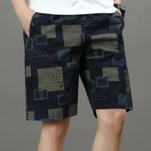 Men's Athletic Shorts - Red/Black Geometric Print