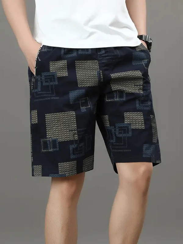 Men's Athletic Shorts - Red/Black Geometric Print