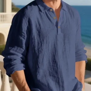 Men's Solid Color Linen Shirt
