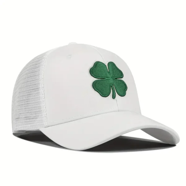Stylish Baseball Cap with Embroidered Four Leaf Clover
