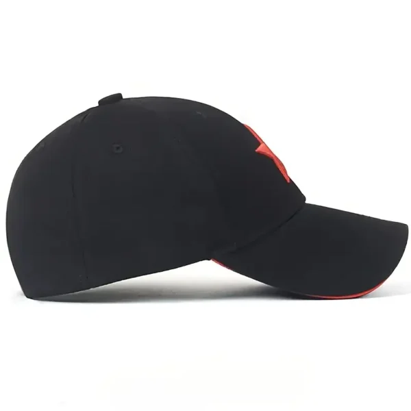 Casual Black Baseball Cap with Red Star