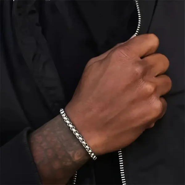 Men's Stainless Steel Beaded Chain Bracelet